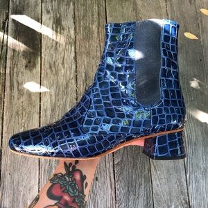 Finery London croc blue ankle boots sz 8